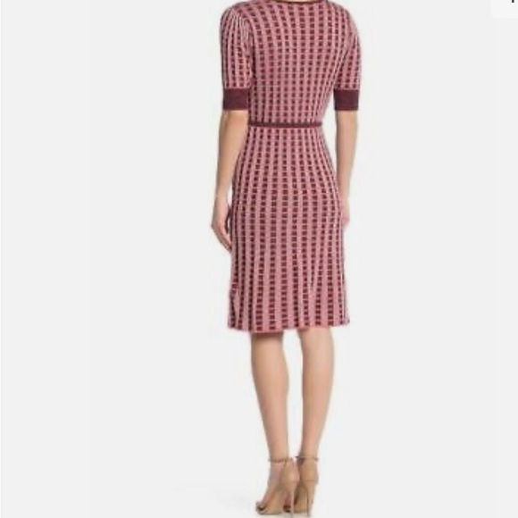 KATE SPADE Dress Plaid Faux Wrap Knit Dress Above Knee V Neck - Picture 3 of 11